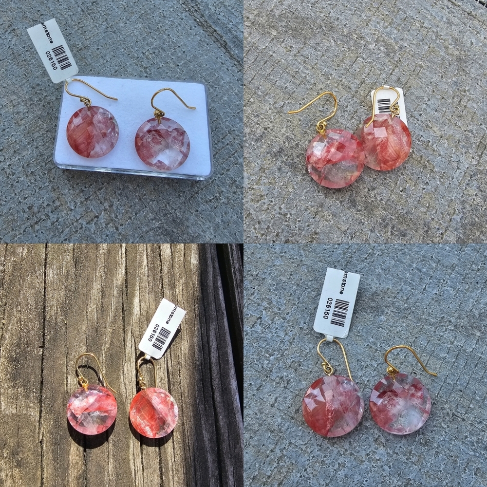 Elegant Hematoid Quartz and Solid 18k Yellow Gold Shephard Hook Earrings